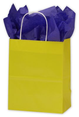 Yellow High Gloss Paper Shoppers - Gifts Baskets Wholesale Supplies Shop