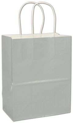 Metallic Silver High Gloss Paper Shoppers - Gifts Baskets Wholesale Supplies Shop