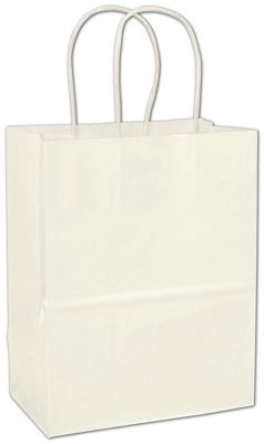 White High Gloss Paper Shoppers - Gifts Baskets Wholesale Supplies Shop