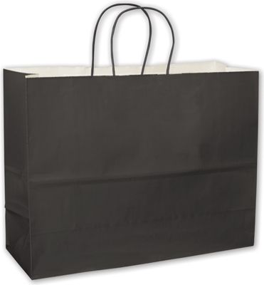 Black High Gloss Paper Shoppers, 16 x 6 x 12 1/2' - Gifts Baskets Wholesale Supplies Shop
