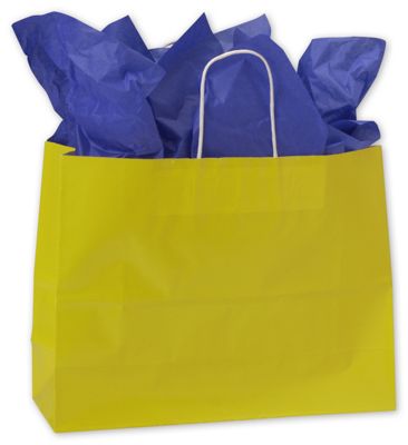 Yellow High Gloss Paper Shoppers, 16 x 6 x 12 3/8' - Gifts Baskets Wholesale Supplies Shop