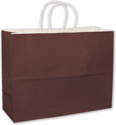 Brown High Gloss Paper Shoppers, 16 x 6 x 12 1/2' - Gifts Baskets Wholesale Supplies Shop