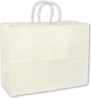 White High Gloss Paper Shoppers, 16 x 6 x 12 1/2' - Gifts Baskets Wholesale Supplies Shop