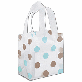 Brown & Blue Dots Clear-Frosted Flex Loop Shoppers