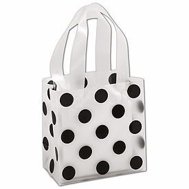 Black Dots Clear-Frosted Shoppers, 6 1/2 x 3 1/2 x 6 1/2'