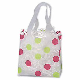 Pink & Green Dots Clear-Frosted Flex Loop Shoppers