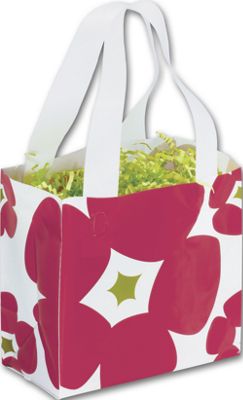 Poppin' Petals Frosted Shoppers, 6 1/2 x 3 1/2 x 6 1/2' - Gifts Baskets Wholesale Supplies Shop