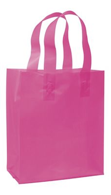Cerise Frosted High Density Shoppers, 8 x 4 x 10' - Gifts Baskets Wholesale Supplies Shop