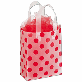 Red Dots Clear-Frosted Shoppers, 8 x 4 x 10'