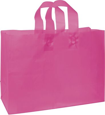 Cerise Frosted High Density Shoppers, 16 x 6 x 12' - Gifts Baskets Wholesale Supplies Shop