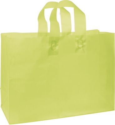 Lime Green Frosted High Density Shoppers, 16 x 6 x 12' - Gifts Baskets Wholesale Supplies Shop