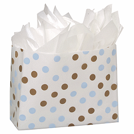 Brown & Blue Dots Clear-Frosted Flex Loop Shoppers