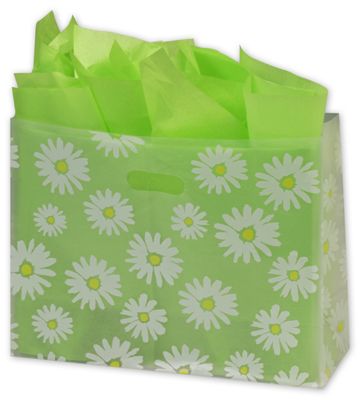 Daisy Die Cut Clear Frosted Shoppers, 16 x 6 x 12' - Gifts Baskets Wholesale Supplies Shop