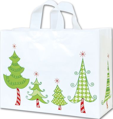 Frolicking Firs Frosted Shoppers, 16 x 6 x 12' - Gifts Baskets Wholesale Supplies Shop