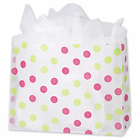 Pink & Green Dots Clear-Frosted Flex Loop Shoppers
