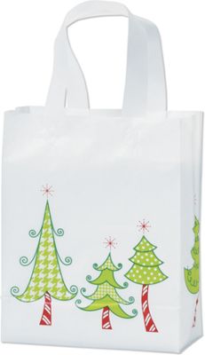Frolicking Firs Frosted Shoppers, 8 x 4 x 10', Mini Pack - Gifts Baskets Wholesale Supplies Shop
