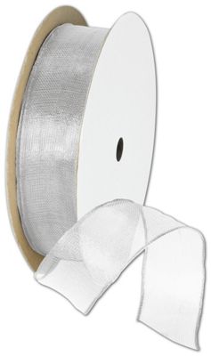 Wire Edge Magic Wand Silver Ribbon, 7/8' x 15 Yds - Gifts Baskets Wholesale Supplies Shop