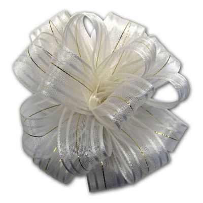 White Fasbos 2' Bows, 3/8' x 27 Yds - Gifts Baskets Wholesale Supplies Shop
