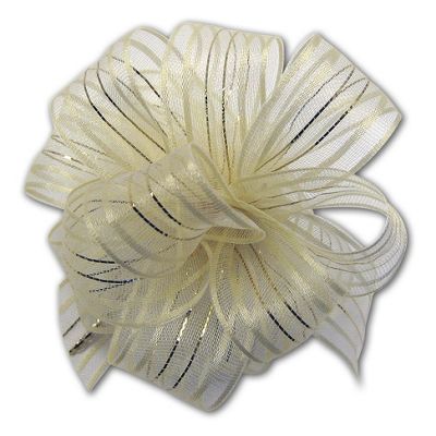 Ivory Fasbos 4' Bows, 7/8' x 27 Yds - Gifts Baskets Wholesale Supplies Shop
