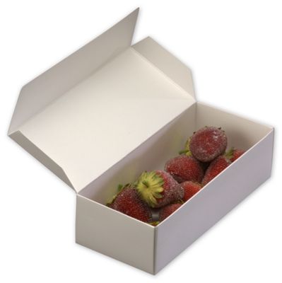 White One-Piece Candy Boxes, 7 1/4 x 4 5/8 x 1 3/4' - Gifts Baskets Wholesale Supplies Shop