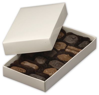 White Two-Piece Candy Boxes, 7 3/8 x 4 x 1 1/8' - Gifts Baskets Wholesale Supplies Shop