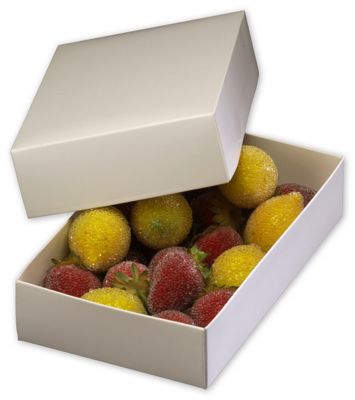 White Two-Piece Candy Boxes, 9 3/8 x 5 5/8 x 2' - Gifts Baskets Wholesale Supplies Shop