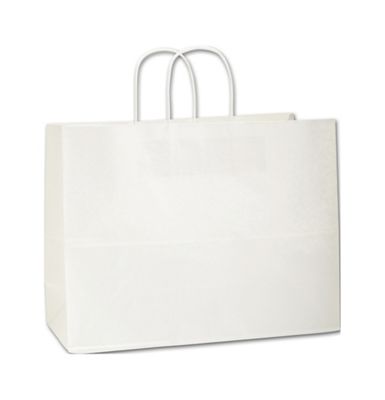 Recycled White Kraft Paper Shoppers Vogue, 16 x 6 x 12 1/2 - Gifts Baskets Wholesale Supplies Shop