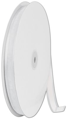 Organza Satin Edge White Ribbon, 5/8' x 100 Yds - Gifts Baskets Wholesale Supplies Shop