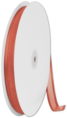 Organza Satin Edge Autumn Orange Ribbon,5/8' x 100 Yds - Gifts Baskets Wholesale Supplies Shop
