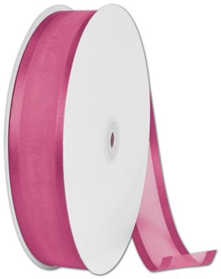 Organza Satin Edge Shocking Pink Ribbon,1 1/2'x100 Yds - Gifts Baskets Wholesale Supplies Shop