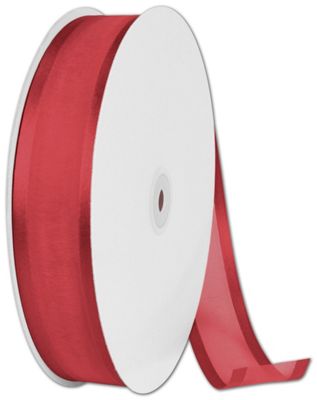 Organza Satin Edge Red Ribbon, 1 1/2' x 100 Yds - Gifts Baskets Wholesale Supplies Shop