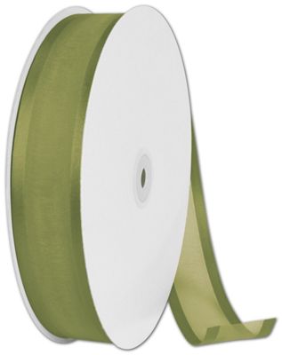 Organza Satin Edge Moss Ribbon, 1 1/2' x 100 Yds - Gifts Baskets Wholesale Supplies Shop
