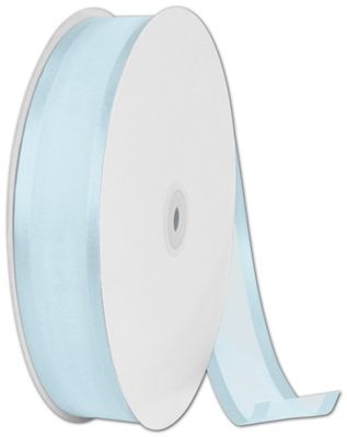 Organza Satin Edge Light Blue Ribbon, 1 1/2' x 100 Yds - Gifts Baskets Wholesale Supplies Shop