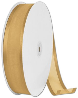 Organza Satin Edge Gold Ribbon, 1 1/2' x 100 Yds - Gifts Baskets Wholesale Supplies Shop