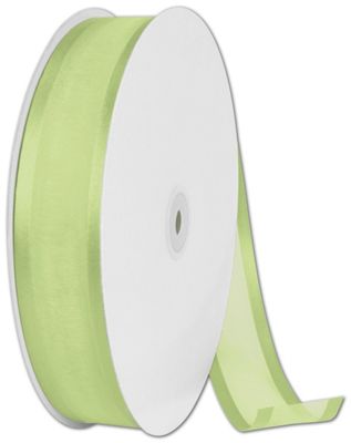 Organza Satin Edge Mint Ribbon, 1 1/2' x 100 Yds - Gifts Baskets Wholesale Supplies Shop