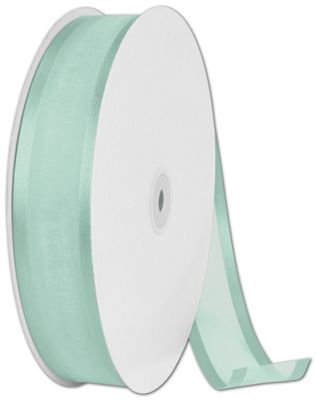 Organza Satin Edge Aqua Ribbon, 1 1/2' x 100 Yds - Gifts Baskets Wholesale Supplies Shop
