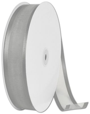 Organza Satin Edge Silver Ribbon, 1 1/2' x 100 Yds - Gifts Baskets Wholesale Supplies Shop
