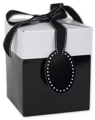 Black Tie Giftalicious Pop-Up Boxes, 4 x 4 x 4 3/4' - Gifts Baskets Wholesale Supplies Shop