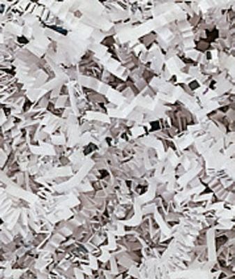 Silver & White Metallic Crinkle Cut Blend Fill - Gifts Baskets Wholesale Supplies Shop