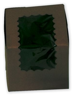 Chocolate Windowed Standard Cupcake Boxes, 1 Cup - Gifts Baskets Wholesale Supplies Shop