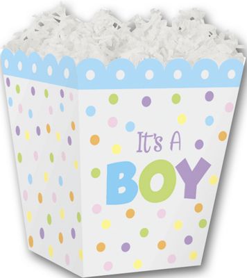 It's a Boy Sweet Treat Boxes, 4 x 3 3/4  x 4 1/2' - Gifts Baskets Wholesale Supplies Shop