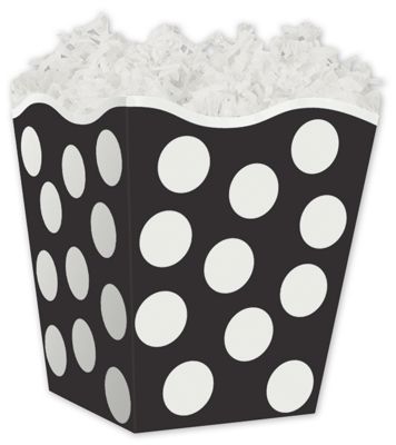 Black & White Dots Sweet Treat Boxes, 4 x 3 3/4  x 4 1/2' - Gifts Baskets Wholesale Supplies Shop