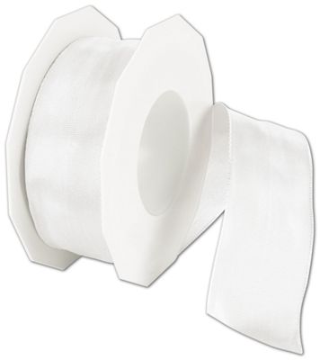 Wire-Edge Lyon White Ribbon, 1 1/2' x 27 Yds - Gifts Baskets Wholesale Supplies Shop