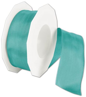 Wire-Edge Lyon Dark Mint Ribbon, 1 1/2' x 27 Yds - Gifts Baskets Wholesale Supplies Shop
