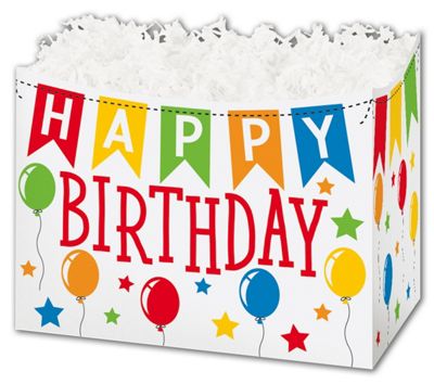 Birthday Banner Gift Basket Boxes, 6 3/4 x 4 x 5
