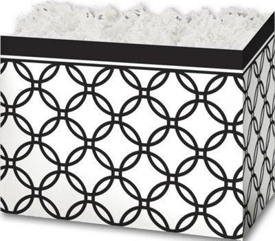 Black and White Deco Rings Gift Basket Boxes, Small - Gifts Baskets Wholesale Supplies Shop