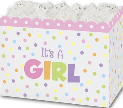 It's a Girl Gift Basket Boxes, 6 3/4 x 4 x 5' - Gifts Baskets Wholesale Supplies Shop