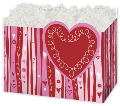 Swirly Hearts Gift Basket Boxes, 6 3/4 x 4 x 5' - Gifts Baskets Wholesale Supplies Shop