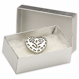 Silver Linen Jewelry Boxes, 2 1/2 x 1 1/2 x 7/8'