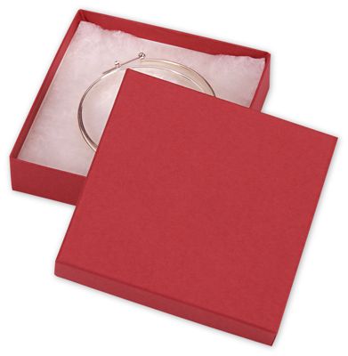 Red Kraft Jewelry Boxes, 3 1/2 x 3 1/2 x 7/8' - Gifts Baskets Wholesale Supplies Shop
